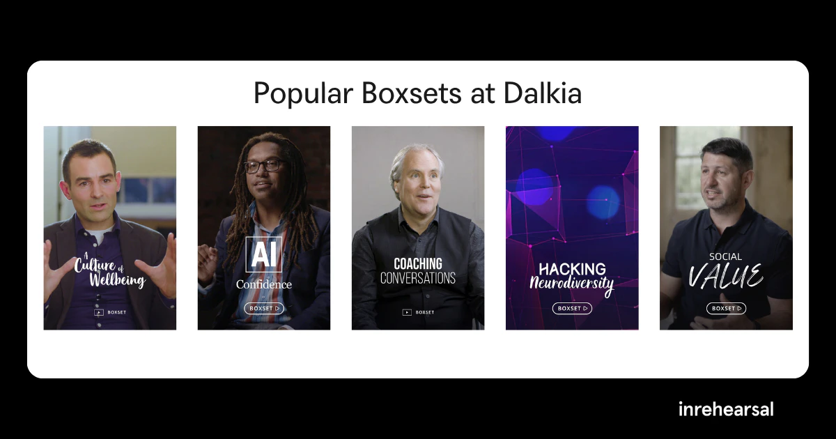A list of five popular boxsets at Dalkia, including AI confidence, wellbeing, coaching, neurodiversity and social impact
