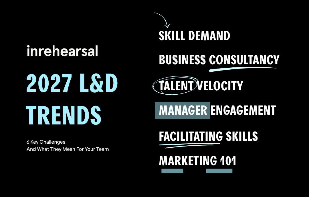 Blog thumbnail showing the 6 L&D trends predicted by inrehearsal in 2027